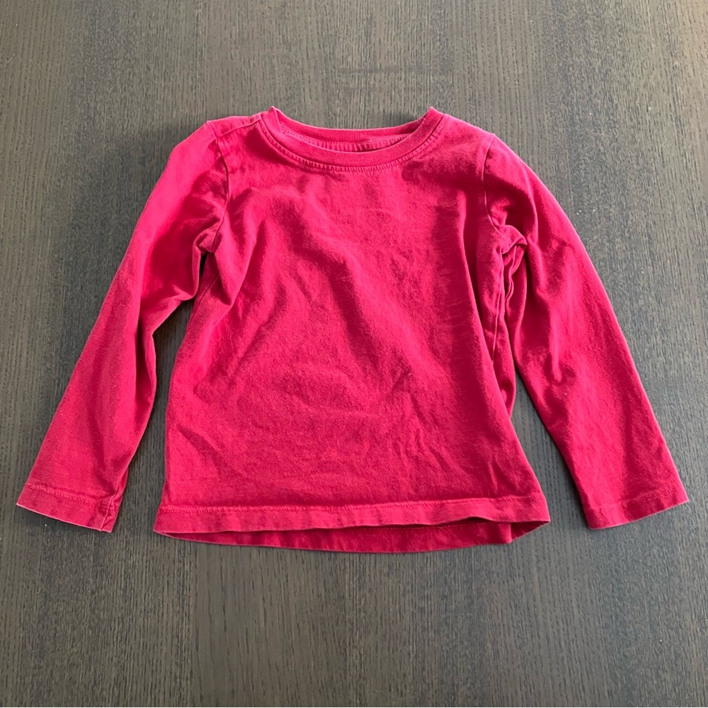 Primary Bright Red Long Sleeve Cotton Tee